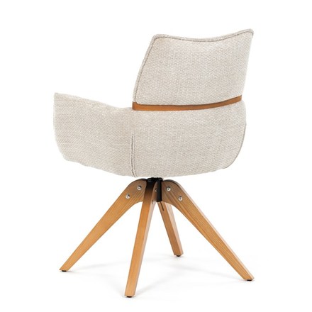 Moderní jídelní židle Autronic Židle jídelní, béžová látka, 360° vratný mechanismus, masiv jasan (DCH-D1348 CRM2) (6)