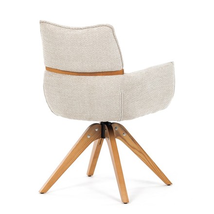 Moderní jídelní židle Autronic Židle jídelní, béžová látka, 360° vratný mechanismus, masiv jasan (DCH-D1348 CRM2) (8)