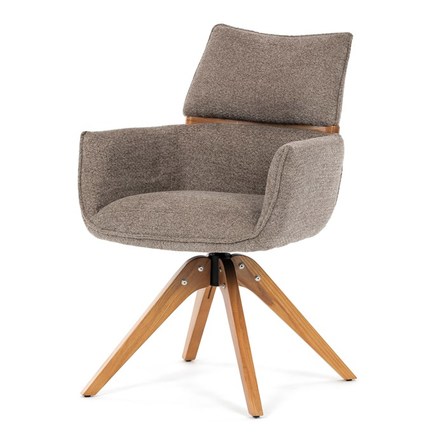 Moderní jídelní židle Autronic Židle jídelní, lanýžová látka, 360° vratný mechanismus, masiv jasan (DCH-D1348 LAN2)