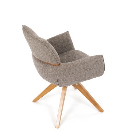 Moderní jídelní židle Autronic Židle jídelní, lanýžová látka, 360° vratný mechanismus, masiv jasan (DCH-D1348 LAN2) (21)