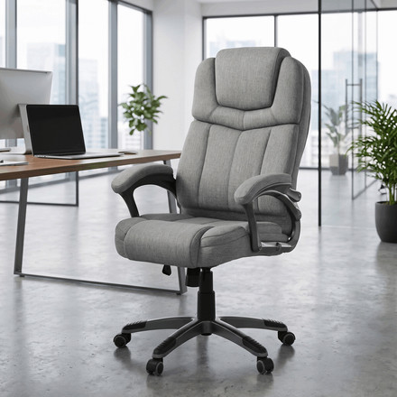 Kancelářské křeslo Autronic Křeslo kancelářské, šedá látka, šedý plastový kříž, kolečka na tvrdé povrchy (KA-C715 GREY2) (1)