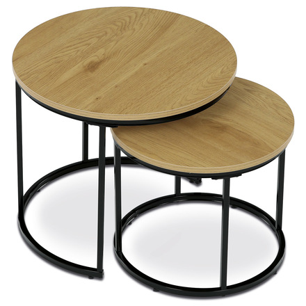 Servírovací stolky Autronic Set 2 ks stolků, MDF deska, dekor divoký dub, kovová podnož, černý lak (CT-G1145 OAK) (5)