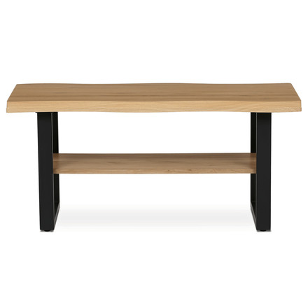 Konferenční stůl Autronic Stůl konferenční, 120x60x55 cm, MDF deska, dekor divoký dub, kov, police, černý lak (CT-F4212 OAK) (2)