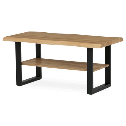 Konferenční stůl Autronic Stůl konferenční, 120x60x55 cm, MDF deska, dekor divoký dub, kov, police, černý lak (CT-F4212 OAK) (3)