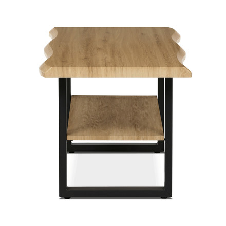 Konferenční stůl Autronic Stůl konferenční, 120x60x55 cm, MDF deska, dekor divoký dub, kov, police, černý lak (CT-F4212 OAK) (4)