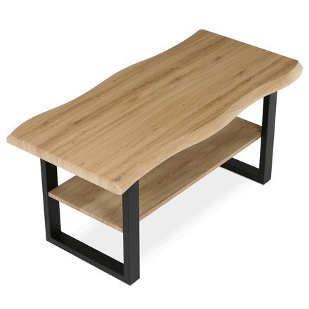 Konferenční stůl Autronic Stůl konferenční, 120x60x55 cm, MDF deska, dekor divoký dub, kov, police, černý lak (CT-F4212 OAK) (5)