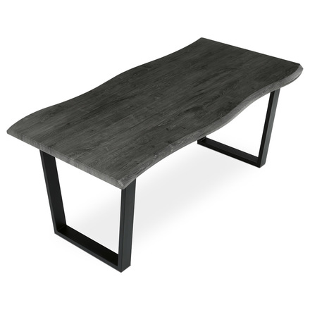 Moderní jídelní stůl Autronic Stůl jídelní, 180x90x75 cm, MDF deska, dekor šedý dub, kovová nohy ve tvaru U, černý matný lak (HT-F4218 GREY) (4)