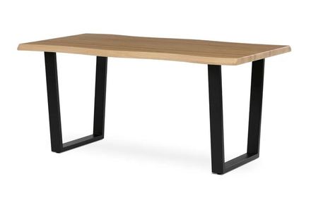Moderní jídelní stůl Autronic Stůl jídelní, 160x90x75 cm, MDF deska, dekor divoký dub, kovová nohy ve tvaru U, černý matný lak (HT-F4216 OAK)