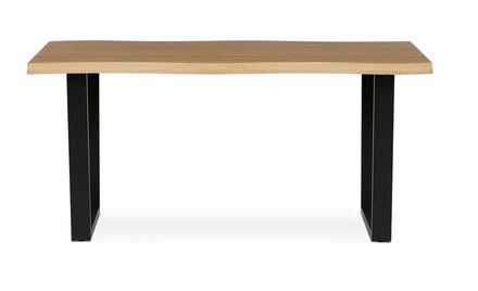 Moderní jídelní stůl Autronic Stůl jídelní, 160x90x75 cm, MDF deska, dekor divoký dub, kovová nohy ve tvaru U, černý matný lak (HT-F4216 OAK) (1)
