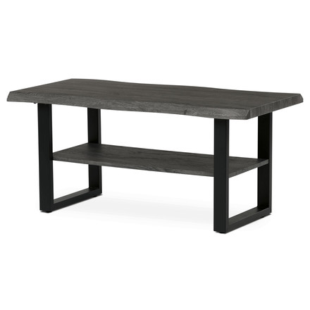 Konferenční stůl Autronic Stůl konferenční, 120x60x55 cm, MDF deska, dekor šedý dub, kov, police, černý lak (CT-F4212 GREY)