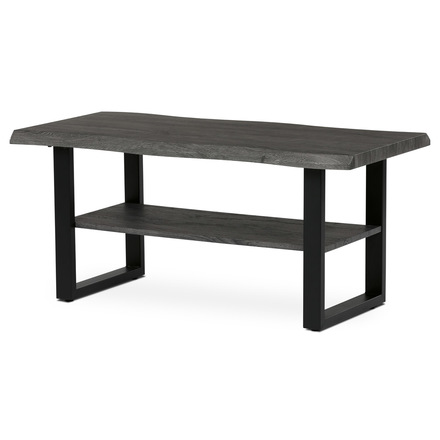 Konferenční stůl Autronic Stůl konferenční, 120x60x55 cm, MDF deska, dekor šedý dub, kov, police, černý lak (CT-F4212 GREY) (2)