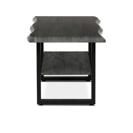 Konferenční stůl Autronic Stůl konferenční, 120x60x55 cm, MDF deska, dekor šedý dub, kov, police, černý lak (CT-F4212 GREY) (3)