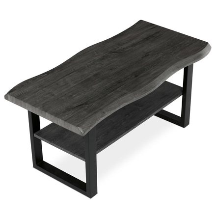 Konferenční stůl Autronic Stůl konferenční, 120x60x55 cm, MDF deska, dekor šedý dub, kov, police, černý lak (CT-F4212 GREY) (4)