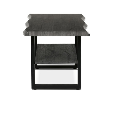 Konferenční stůl Autronic Stůl konferenční, 120x60x55 cm, MDF deska, dekor šedý dub, kov, police, černý lak (CT-F4212 GREY) (4)