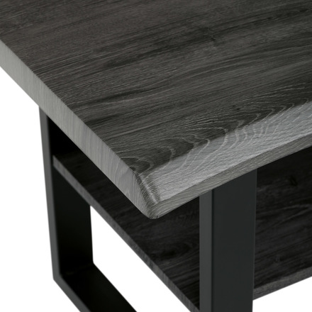 Konferenční stůl Autronic Stůl konferenční, 120x60x55 cm, MDF deska, dekor šedý dub, kov, police, černý lak (CT-F4212 GREY) (5)