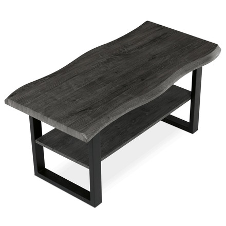 Konferenční stůl Autronic Stůl konferenční, 120x60x55 cm, MDF deska, dekor šedý dub, kov, police, černý lak (CT-F4212 GREY) (5)