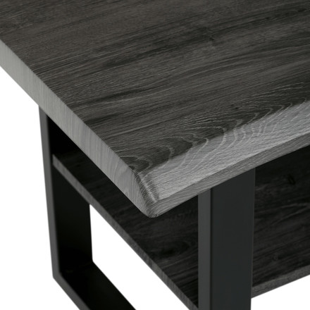 Konferenční stůl Autronic Stůl konferenční, 120x60x55 cm, MDF deska, dekor šedý dub, kov, police, černý lak (CT-F4212 GREY) (6)