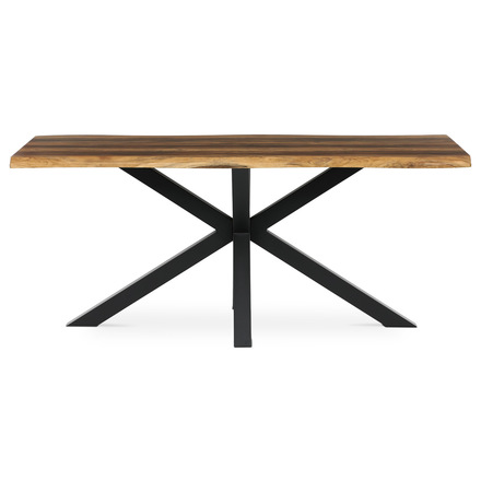 Moderní jídelní stůl Autronic Stůl jídelní, 180x90x75 cm, MDF deska, dekor staré dřevo, kovová noha ve tvaru hvězdy, černý lak (HT-F4618 OLW) (1)
