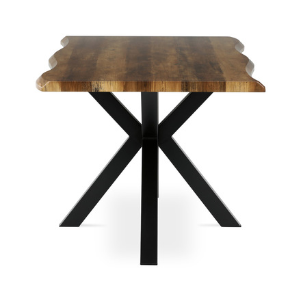Moderní jídelní stůl Autronic Stůl jídelní, 180x90x75 cm, MDF deska, dekor staré dřevo, kovová noha ve tvaru hvězdy, černý lak (HT-F4618 OLW) (3)