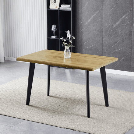 Moderní jídelní stůl Autronic Stůl jídelní, 130x80x75 cm, MDF deska, dekor divoký dub, kov, černý lak (HT-F4413 OAK) (1)