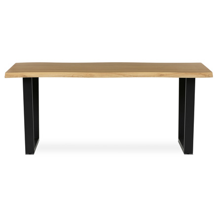 Moderní jídelní stůl Autronic Stůl jídelní, 180x90x75 cm, MDF deska, dekor divoký dub, kovová nohy ve tvaru U, černý matný lak (HT-F4218 OAK) (1)