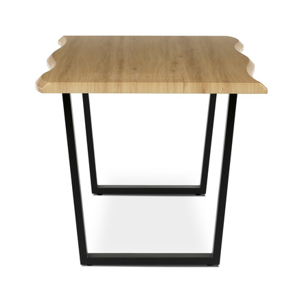 Moderní jídelní stůl Autronic Stůl jídelní, 180x90x75 cm, MDF deska, dekor divoký dub, kovová nohy ve tvaru U, černý matný lak (HT-F4218 OAK) (3)