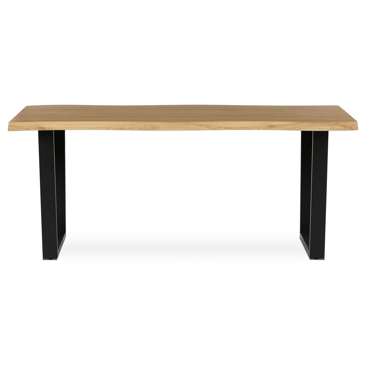 Moderní jídelní stůl Autronic Stůl jídelní, 180x90x75 cm, MDF deska, dekor divoký dub, kovová nohy ve tvaru U, černý matný lak (HT-F4218 OAK) (1)
