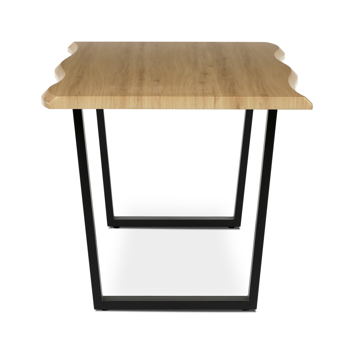 Moderní jídelní stůl Autronic Stůl jídelní, 180x90x75 cm, MDF deska, dekor divoký dub, kovová nohy ve tvaru U, černý matný lak (HT-F4218 OAK) (3)