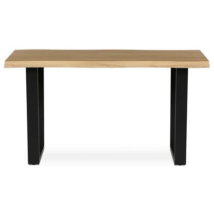 Moderní jídelní stůl Autronic Stůl jídelní, 140x80x75 cm, MDF deska, dekor divoký dub, kovová nohy ve tvaru U, černý matný lak (HT-F4214 OAK) (2)