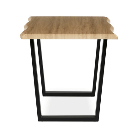 Moderní jídelní stůl Autronic Stůl jídelní, 140x80x75 cm, MDF deska, dekor divoký dub, kovová nohy ve tvaru U, černý matný lak (HT-F4214 OAK) (4)