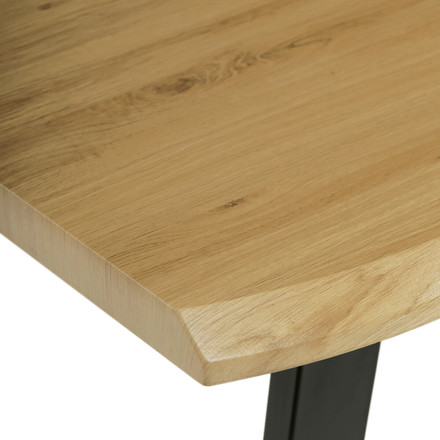 Moderní jídelní stůl Autronic Stůl jídelní, 140x80x75 cm, MDF deska, dekor divoký dub, kovová nohy ve tvaru U, černý matný lak (HT-F4214 OAK) (6)