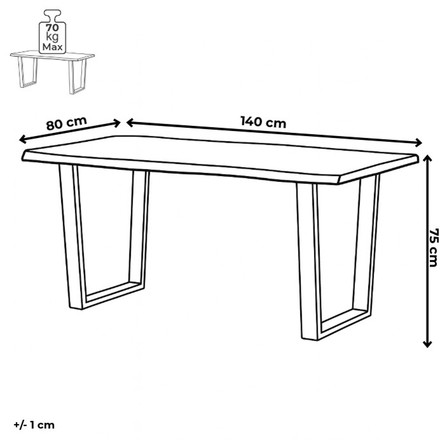 Moderní jídelní stůl Autronic Stůl jídelní, 140x80x75 cm, MDF deska, dekor divoký dub, kovová nohy ve tvaru U, černý matný lak (HT-F4214 OAK) (7)