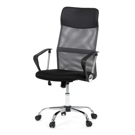 Kancelářská židle Autronic s podhlavníkem z ekokůže, potah černá látka MESH a šedá síťovina MESH (KA-E305 GREY)