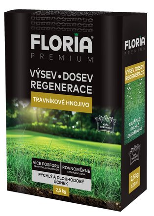 Hnojivo na trávník Agro FLORIA trávníkové pro výsevy, dosevy a regeneraci 2,5 kg