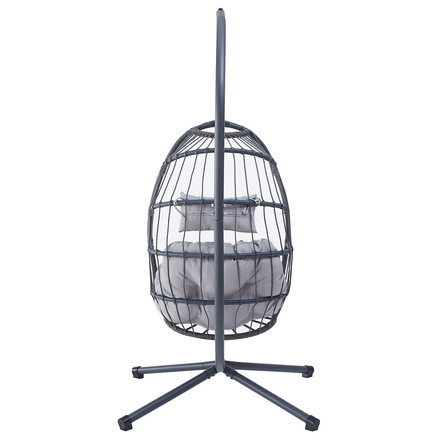 Zahradní závěsné křeslo Autronic výplet antracit umělý ratan, potah šedá látka (AZ-V1269 GREY) (5)