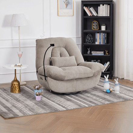 Televizní křeslo s elektrickým polohováním Autronic TV křeslo s elektrickým polohováním, držák telefonu, uložný box, zabudované ovládání, USB-A a USB-C, rotace do 240 (TV-7081 LAN2) (1)