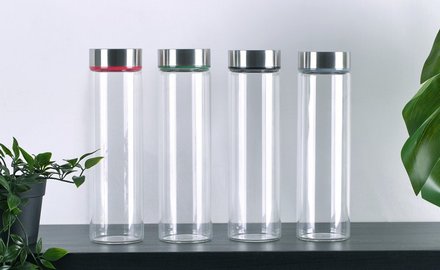 Lahev Bergner BG-20121-BK Lahev skleněná přenosná s nerez víkem 600 ml (3)