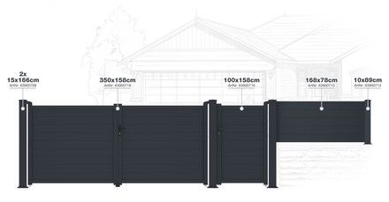 Brána G21 Orlando 350x158 cm dvoukřídlá, antracitová (5)