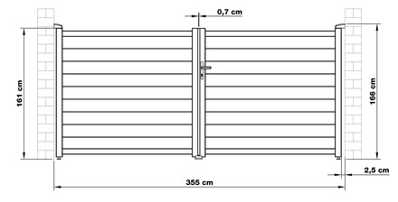 Brána G21 Orlando 350x158 cm dvoukřídlá, antracitová (8)
