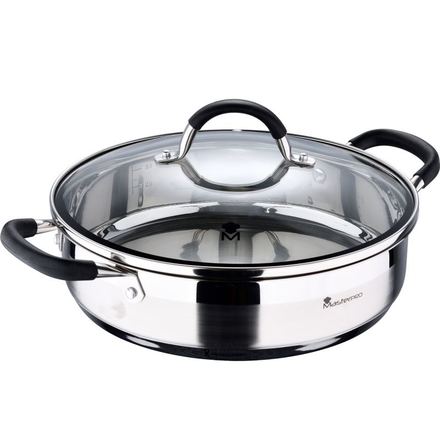 Servírovací pánev s poklicí Masterpro BGMP-1503-BK nerez FOODIES 28 cm 3,8 litru
