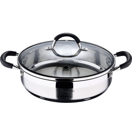 Servírovací pánev s poklicí Masterpro BGMP-1503-BK nerez FOODIES 28 cm 3,8 litru (1)