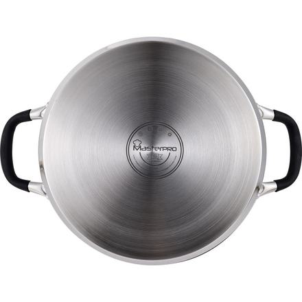 Servírovací pánev s poklicí Masterpro BGMP-1503-BK nerez FOODIES 28 cm 3,8 litru (3)