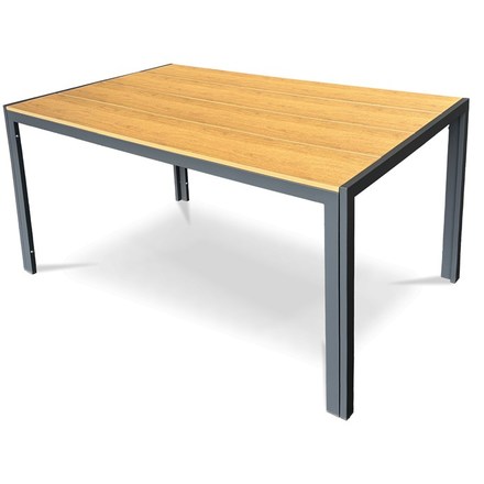 Zahradní stůl Autronic 150x90x73, deska polywood v dekoru dubu, šedá kovová konstrukce (AZT-S1215 OAK)