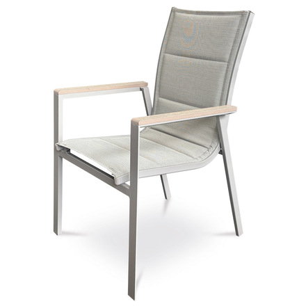 Zahradní židle Autronic béžový textilen, hliník, béžová barva, područky polywood v dekoru dubu (AZC-S1110 GREY)