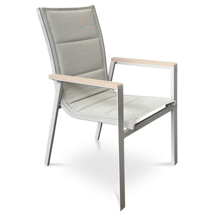 Zahradní židle Autronic béžový textilen, hliník, béžová barva, područky polywood v dekoru dubu (AZC-S1110 GREY) (3)