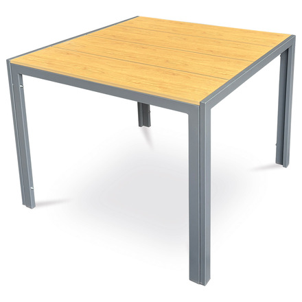 Zahradní stůl Autronic Stůl zahradní 90x90x73, deska polywood v dekoru dubu, šedá kovová konstrukce (AZT-S1209 OAK) (4)