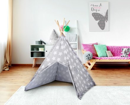 Dětský stan Edco ED-215004seda teepee 120x120x150cm šedá (1)