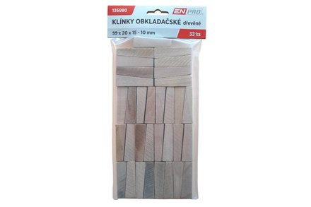 Klínky Enpro Klínky obkladačské dřevěné, 55 x 20 x 15 - 10 mm, 33 ks