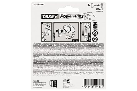 Háček lepicí Tesa Háček lepicí, obdelníkový, malý, bílý, Powerstrips (3)