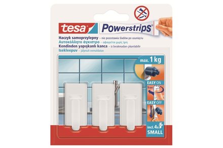 Háček lepicí Tesa Háček lepicí, obdelníkový, malý, bílý, Powerstrips (4)